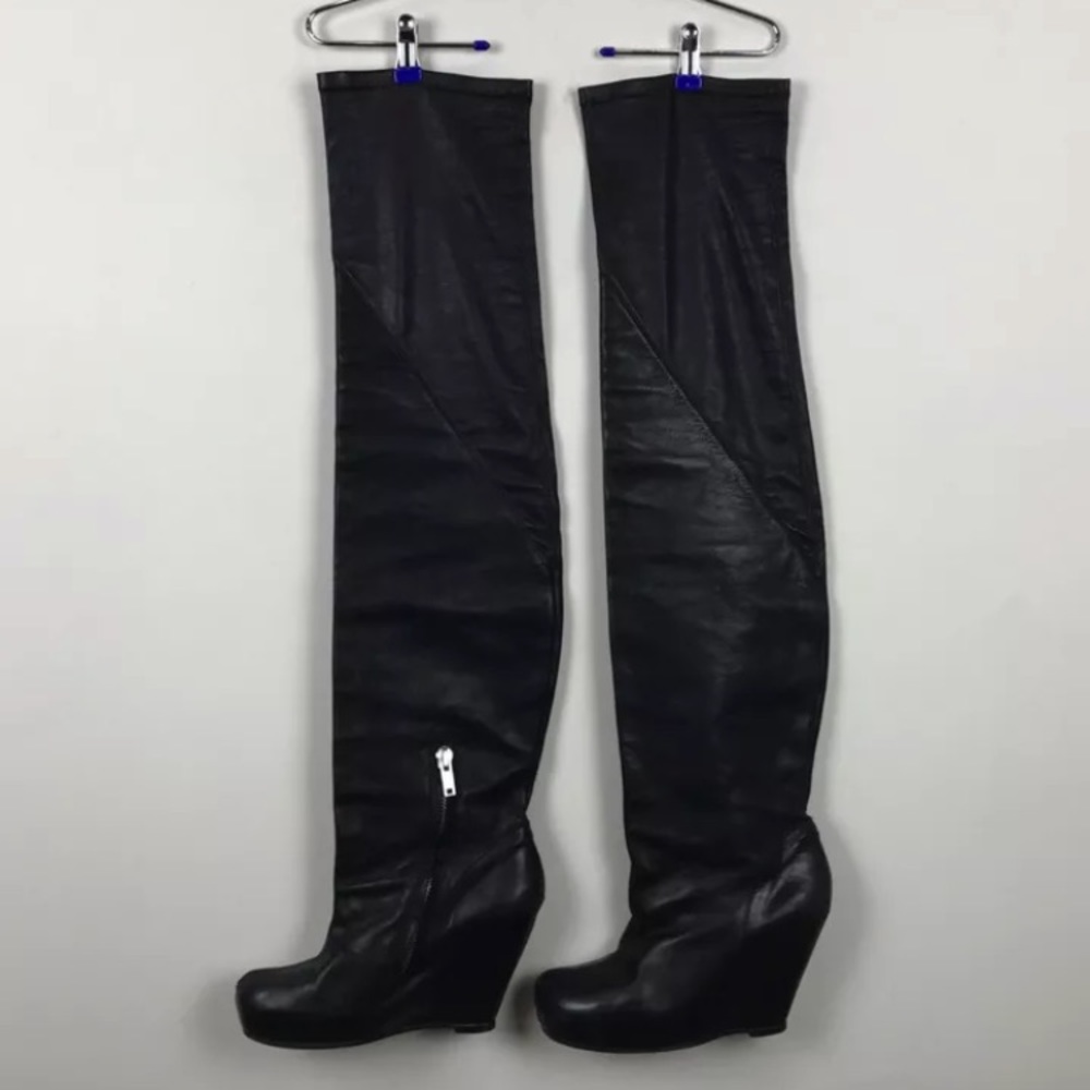 RICK OWENS thigh high over knee boots black 8.5 9 - Picture 3 of 7